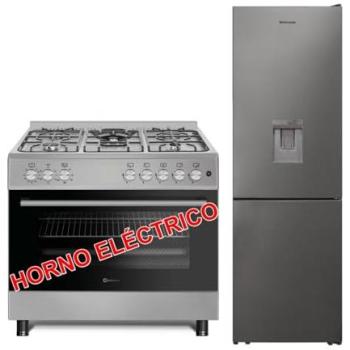 Combo Pack Solthermic Cocina Inox: Horno Eléctrico Panorámico + Frigorífico Combi 1,85m No Frost con Dispensador de Agua