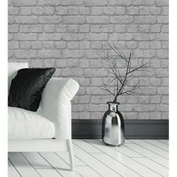 Papel Pintado Texturizado Imitación Muro de Ladrillo Gris Industrial - Dayton 6226 de GAULAN - Rollo 10 m x 0,53 m
