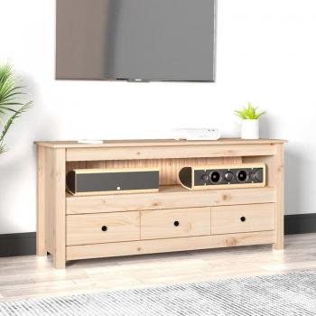 Mueble de TV de madera maciza de pino 114x35x52 cm, color marrón