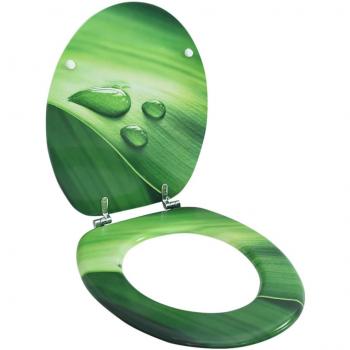 Asiento de inodoro con tapa MDF verde diseño gota de agua