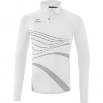 Erima Camiseta de Manga Larga con Media Cremallera Racing 2.0, color Blanco, talla S, para Hombres
