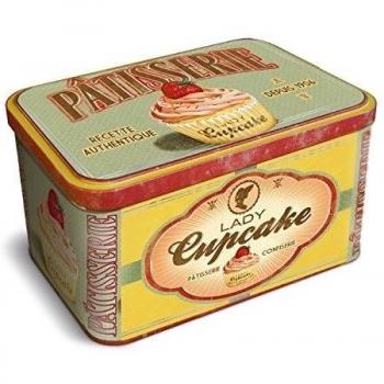 Natives 211150 - Lata, diseño retro de Lady Cupcake Patisserie con relieve, 23 x 14 x 13 cm