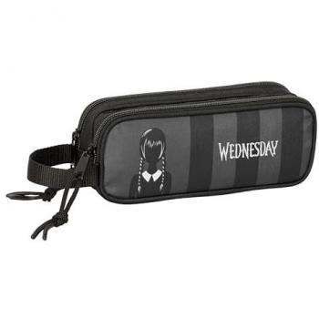Portatodo Doble Wednesday Negro 21 x 8 x 6 cm - Estuche Infantil, Cómodo y Versátil, Calidad y Resistencia