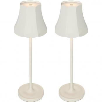 Set de 2 lámparas de mesa retro blancas recargables IP44 - Granny