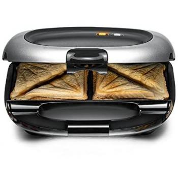 Sandwichera Rommelsbacher ST 1000, 950 W, para 2 American XL Toasts, antiadherente, protección contra desbordamiento, diseño compacto
