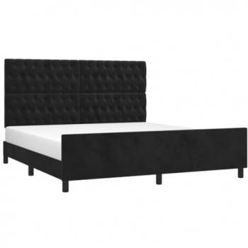 Estructura de cama con cabecero de terciopelo negro 180x200 cm