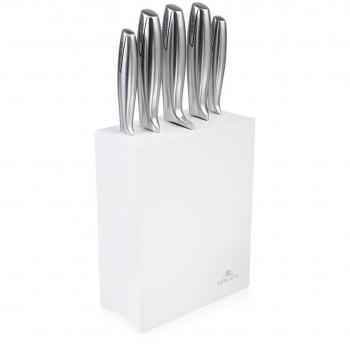 Juego de cuchillos Gerlach en bloque, 5 piezas, moderno, blanco