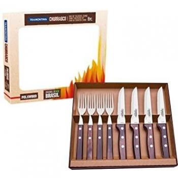 Set de Cubiertos para Steak Tramontina Gaucho 8 Piezas, Acero Inoxidable con Mango de Madera