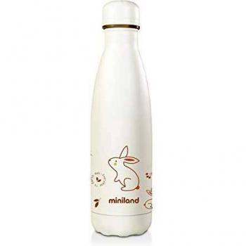 Miniland 89346 - Botella Isotérmica Bunny De Acero Inoxidable, Botella-termo Ecológica De 500ml, Colección Ecofriendly, Naranja Bunny