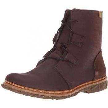 Botines de mujer de piel Angkor N5470 marrón con cremallera y tacón plano