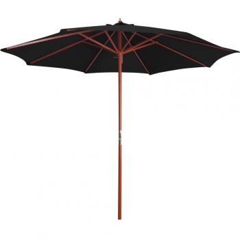 vidaXL Garden Parasol with Wooden Pole 300x258 cm Black