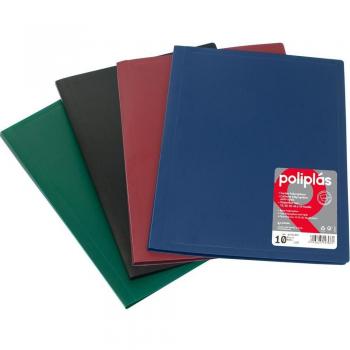 Carpeta Poliplás de Polipropileno con 10 Fundas Soldadas Folio Granate