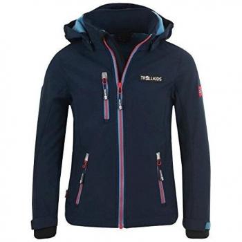 Trollkids Chaqueta Softshell Niños Preikestolen, Color Azul Marino/Azul Medio/Rojo Talla 10 años