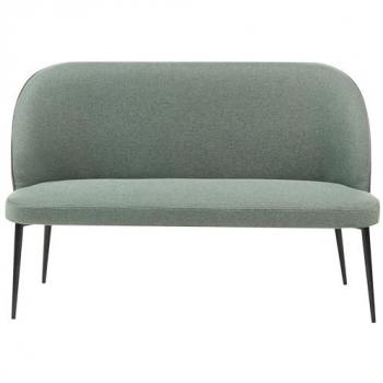 Sofá de Cocina 2 Plazas con Tapicería de Poliéster Verde Claro y Patas de Metal Negras Osby