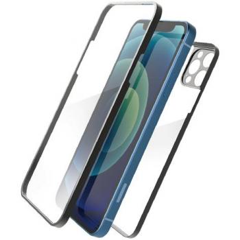 Protector de Pantalla y Funda 360° Ultrafino Antibacteriano de Vidrio Templado Negro Transparente para iPhone 13 Pro Max