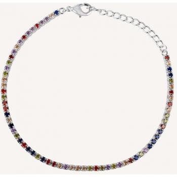 Pulsera Trendy acabada de plata con circonitas multicolor.