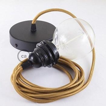 Pendel para pantalla, lámpara colgante cable textil Whiskey en tejido Efecto Seda RM22 - Cromado, 1 Metros, Kit hazlo tu mismo, No
