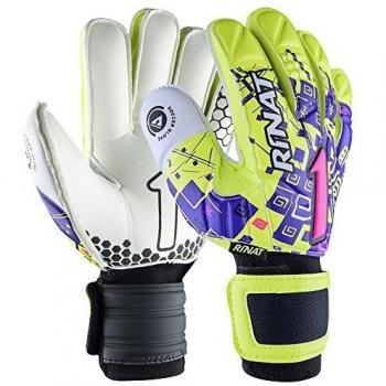 Rinat Asimetrik Etnik OX Semi Guante de Portero, Unisex niños, Amarillo neón/Morado, 4