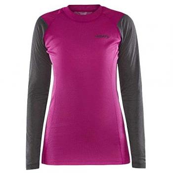 Craft Core Warm Long Sleeve Baselayer for Women - Berry/Grey, Size XS