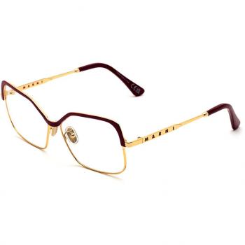 Marni Unila Valley Optical Burgundy Gold E8S Men's Eyeglasses Gold Size 56 - Blue Light Block Available