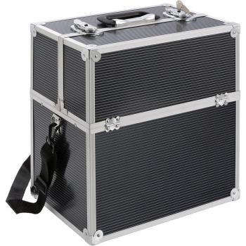 Maletín de Cosmético Arebos | 26L | Maletín de Maquillaje | Correa de Transporte incluida | 13x Separadores | Aluminio | Cerradura y Llave Incluidas | Estantes Pleg