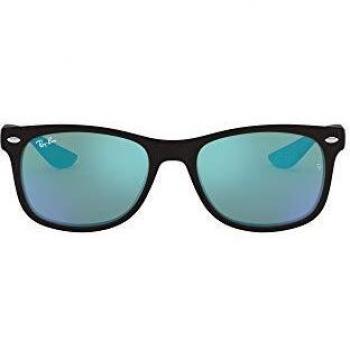 Ray-Ban Matte Black Blue Mirror 48mm NEW WAYFARER JUNIOR Square Sunglasses