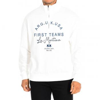 Sudadera con Cremallera de Hombre La Martina TMF600-FP220, Algodón 100%, Oversize, Blanco Roto, Talla XL