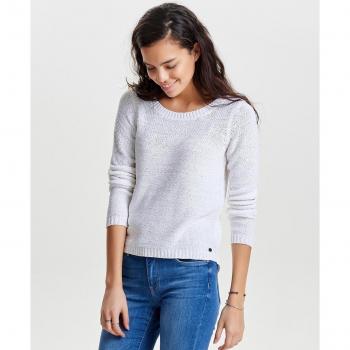 Jersey Only Geena blanco calado cuello redondo para mujer