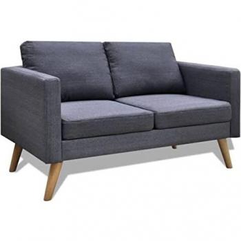 vidaXL Sofá de 2 Plazas con Cojines Tapicería Tela Gris Oscuro Sillón Asiento