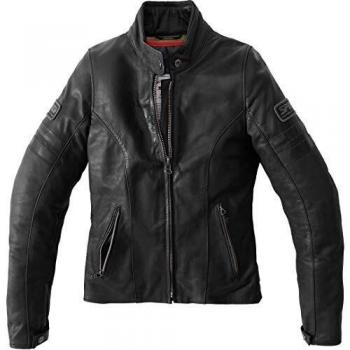 SPIDI Vintage Chaqueta de cuero de la motocicleta de las señoras (Black,40)
