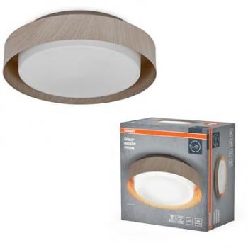 Plafón OSRAM ORBIS MADRID 290mm, madera, E27, diseño moderno, metal/vidrio
