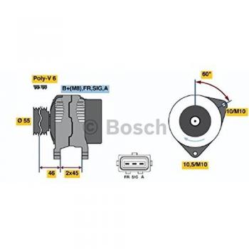 Alternador trifásico BOSCH 0 986 049 151 - Tipo: Alternador, Marca: BOSCH, Modelo: 0 986 049 151, Características: Trifásico, adecuado para sistemas eléctricos autom