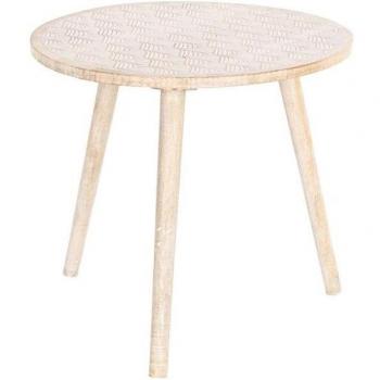 Mesa Auxiliar DKD Home Decor Madera de Mango Marrón Mandala (50.5 x 50.5 x 47.5 cm)