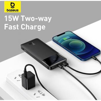 Baseus Bipow Power Bank 10000mAh 15W Blanco con pantalla digital