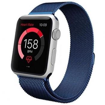 Apple Watch Banda,38mm Milanese Loop Correa de Acero Inoxidable Reemplazo de Banda de la Mu?eca para Apple Watch Todos los Modelos 42mm No Hebilla Needed,Azul