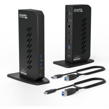 Plugable 10-in-1 USB 3.0 & USB-C Dual Display Universal Docking Station for Windows and Mac