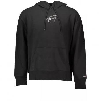 Tommy Hilfiger Men's XL Black Cotton Hooded Sweatshirt with Logo