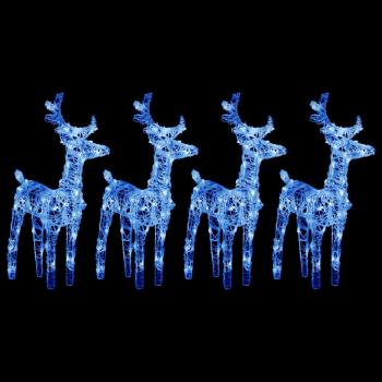 Renos de Navidad 4 unidades 160 LED Acrílico Multicolor Azul, Blanco Frío y más