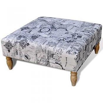 vidaXL Taburete Reposapiés Otomano Decorado Cuadrado 80 x 80 x 38,5 cm