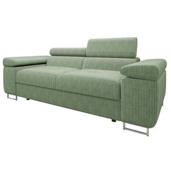 Sofá Comfivo S105 Tapizado en Verde con Patas de Metal, 198x102x70cm, Reposacabezas Ajustables