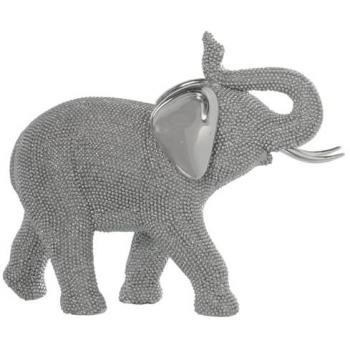 Figura Decorativa Elefante Plateado de Plástico 13 x 29 x 24 cm - Alexandra House Living