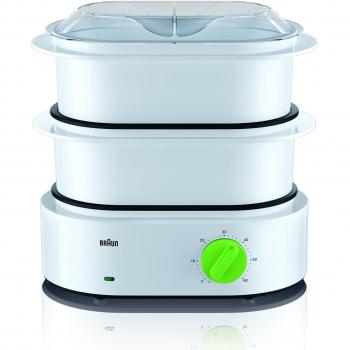 Vaporera Braun FS 3000 TributeCollection, 850W, Capacidad de 2L, Incluye 2 Cestas, Color Verde/Blanco en Policarbonato