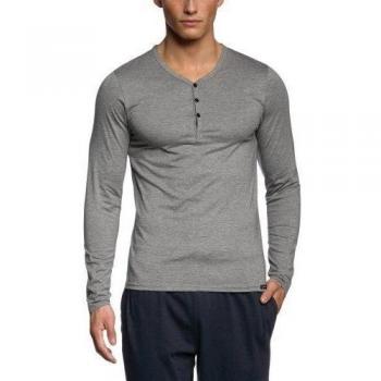 Skiny - Camiseta de pijama de manga larga para hombre, talla S, color gris melange 3373