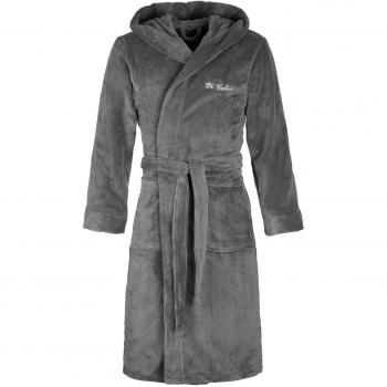 Di Vadini Albornoz de mujer unisex Florencia con capucha I Bata de dormir I Camisón de microfibra fina Color: Gris - Small
