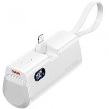 Powerbank Vention 4800mAh con Pantalla LED, Carga Rápida 22.5W, Blanca, USB-C + Lightning