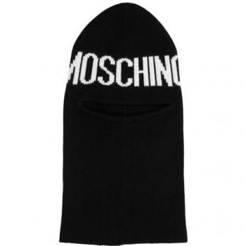 Moschino Black Knit Ski Mask for Men with Logo - One Size