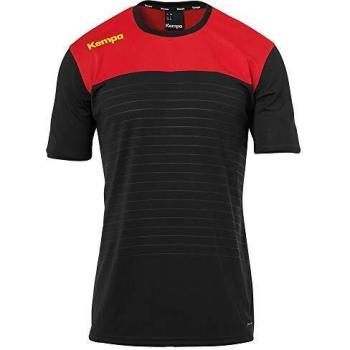 Kempa Emotion 2.0 Shirt Camiseta de Juego, Hombre, Negro/Rojo/Amarillo, 140