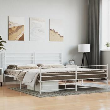 vidaXL Metal Bed Frame without Mattress with Footboard White 193x203cm