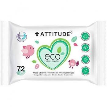 Attitude Eco Biodegradable Baby Wipes, Fragrance-Free, 72 Count