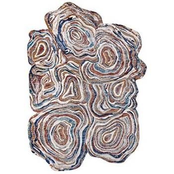 Alfombra Moderna Tine 75312A Árbol Madera Forma Irregular Terracota/Azul 195x290 cm